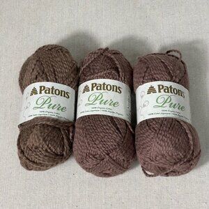 LOT of 3  Patons Pure 100% Organic Cotton Taupe #20012 4-Medium 80g Discontinued